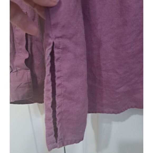 Chadwick's Women's 16 Dark Mauve Long Sleeve Linen Button-Up Breast Pocket Shirt - Picture 6 of 7